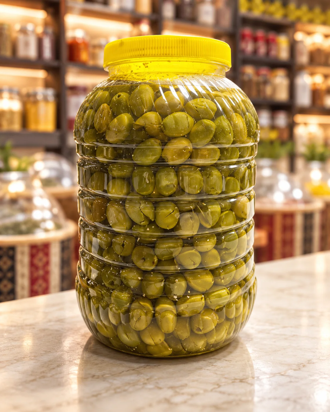 Kavanozda Hatay usulü kırma yeşil zeytin